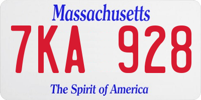MA license plate 7KA928