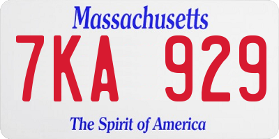 MA license plate 7KA929