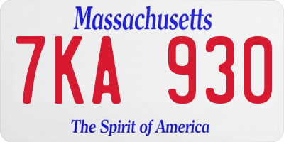 MA license plate 7KA930