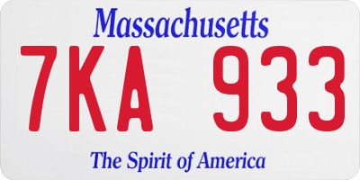 MA license plate 7KA933