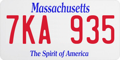 MA license plate 7KA935