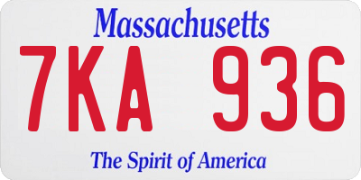 MA license plate 7KA936