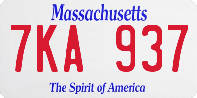 MA license plate 7KA937