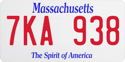 MA license plate 7KA938