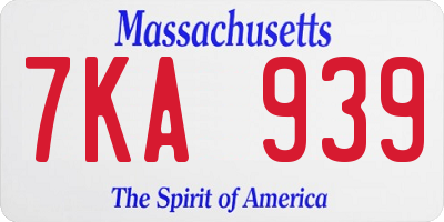 MA license plate 7KA939