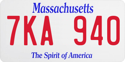 MA license plate 7KA940