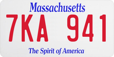 MA license plate 7KA941