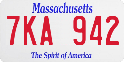 MA license plate 7KA942