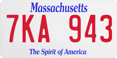 MA license plate 7KA943