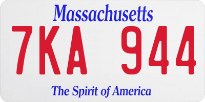 MA license plate 7KA944