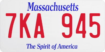 MA license plate 7KA945
