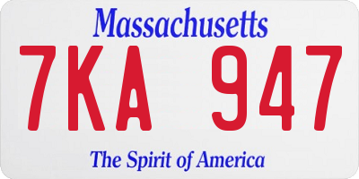 MA license plate 7KA947