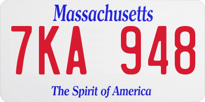 MA license plate 7KA948