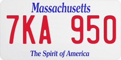MA license plate 7KA950
