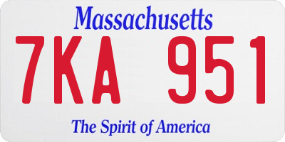 MA license plate 7KA951