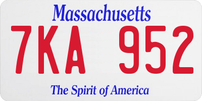 MA license plate 7KA952