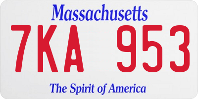 MA license plate 7KA953