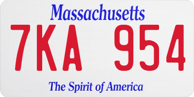 MA license plate 7KA954