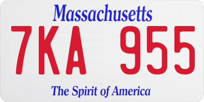 MA license plate 7KA955
