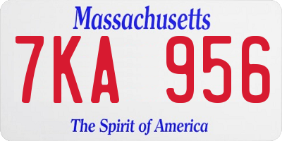 MA license plate 7KA956