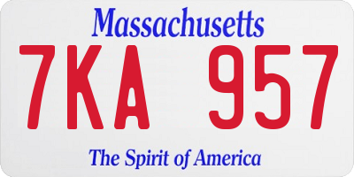 MA license plate 7KA957