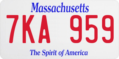 MA license plate 7KA959