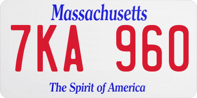 MA license plate 7KA960