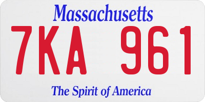 MA license plate 7KA961