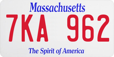 MA license plate 7KA962