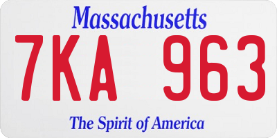 MA license plate 7KA963