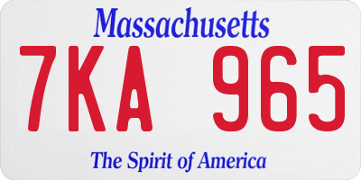 MA license plate 7KA965