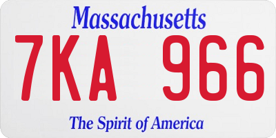 MA license plate 7KA966