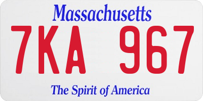 MA license plate 7KA967