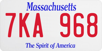 MA license plate 7KA968