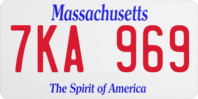 MA license plate 7KA969