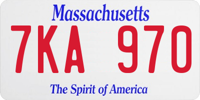 MA license plate 7KA970