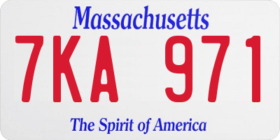 MA license plate 7KA971