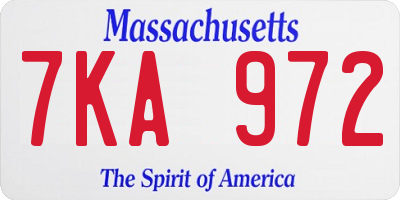 MA license plate 7KA972