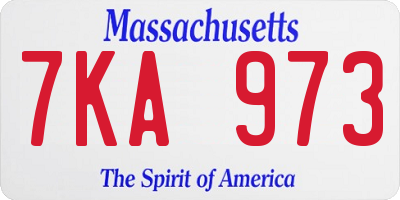MA license plate 7KA973