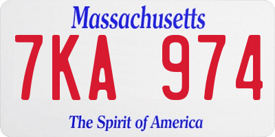 MA license plate 7KA974