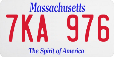 MA license plate 7KA976