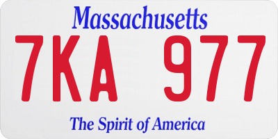 MA license plate 7KA977