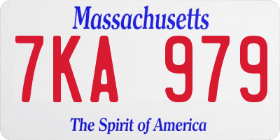 MA license plate 7KA979