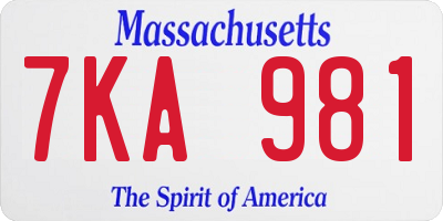 MA license plate 7KA981