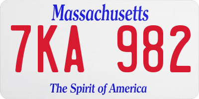 MA license plate 7KA982