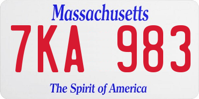 MA license plate 7KA983