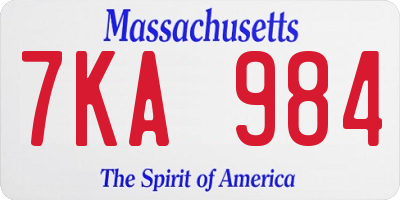 MA license plate 7KA984