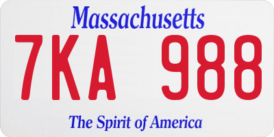 MA license plate 7KA988