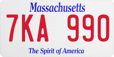 MA license plate 7KA990