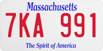 MA license plate 7KA991